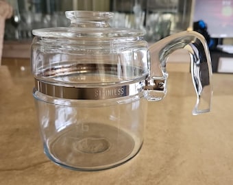 Vintage Pyrex 7756-B Flameware Perkolator - Nur Glaskaffeekanne & Deckel - 6 Tassen