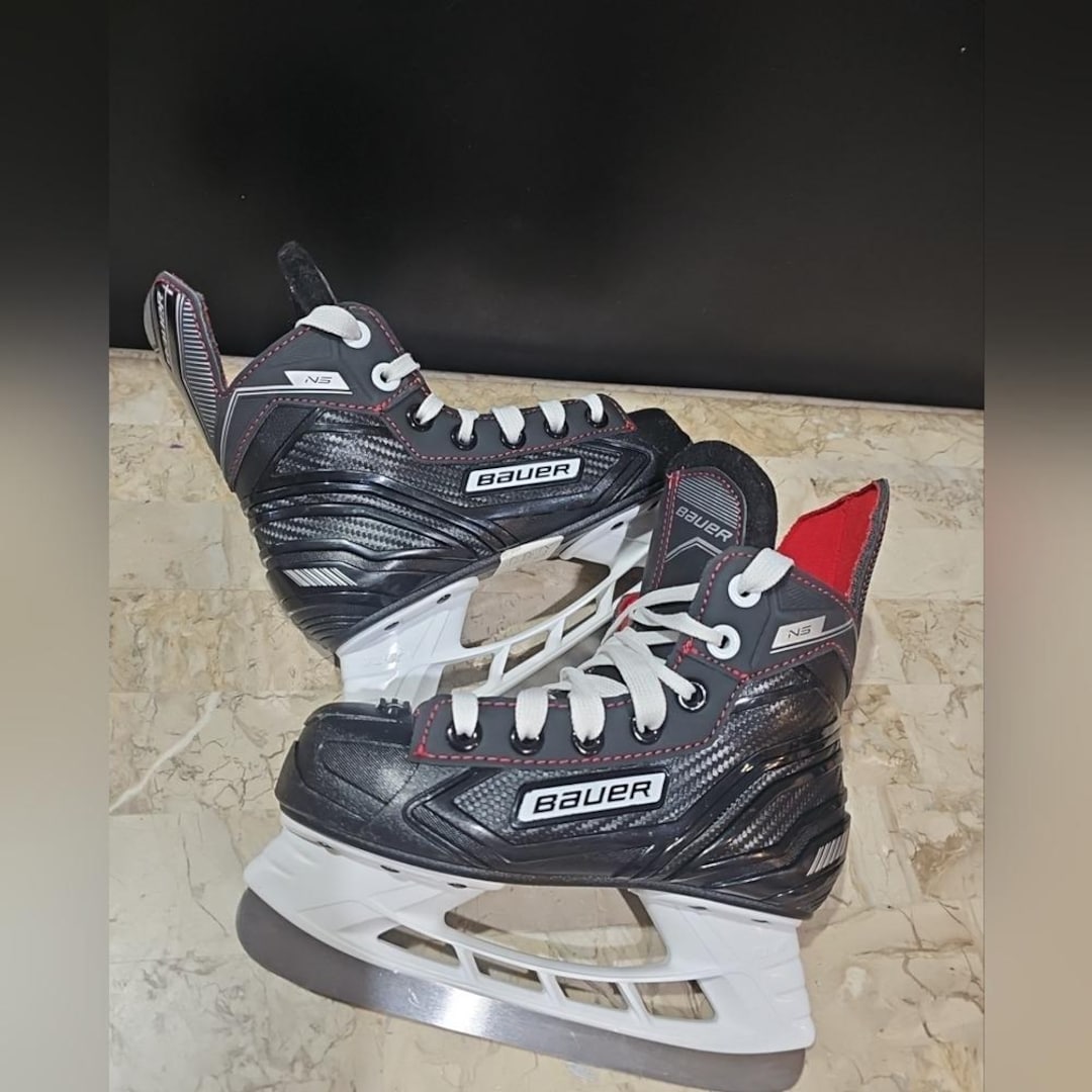 Bauer NS Lightspeed Pro II Ice Hockey Skates Size 13Y Black Red White ...
