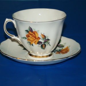 Vintage Colclough English tea cup & Saucer, yellow roses tea set