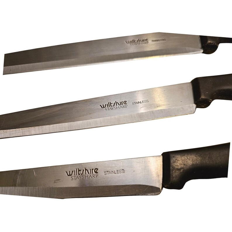 Vintage Wiltshire Staysharp 3 Piece Knife Set Self Sharpening Wall Mount Cream image 5