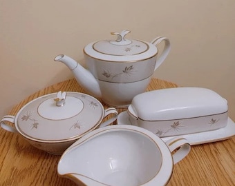 Bundle Teapot, Sugar and Creamer, Butter tray, by Zylstra Handcrafted China wea