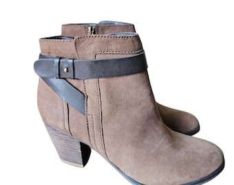 Franco Sarto Ankle Boots Women's 8.5 M Brown Leather side zipper