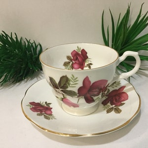 Vintage Rosina China England Porcelain Floral with Gold Tea Cup and Saucer