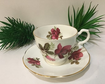 Vintage Rosina China England Porcelain Floral with Gold Tea Cup and Saucer