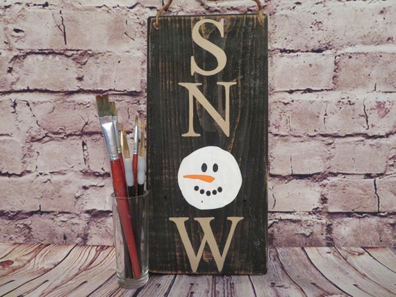 Snow Pallet Sign Recycled Wood Wall Decor Distressed Etsy