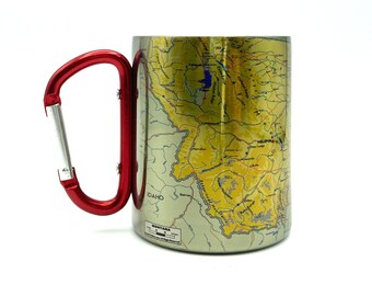 Montana Mountain Ranges, Carabiner Coffee Mug Map, Hiking Trekking Backpacker Gifts