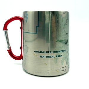 Guadalupe Mountains National Park Carabiner Coffee Mug Trail Map, Hiking Trekking Backpacker Gifts