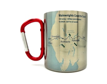 Wainwrights Coast to Coast Wanderkarte, Karabiner Kaffeebecher Karte, Wandern Trekking Backpacker Geschenke