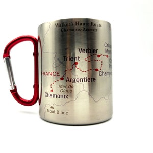 Chamonix-Zermatt(Walker&#39;s Haute Route) Trail Map, Carabiner Coffee Mug Map, Hiking Trekking Backpacker Gifts