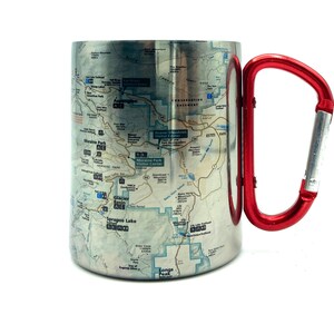 Rocky Mountains National Park Carabiner Coffee Mug Trail Map, Hiking Trekking Backpacker Gifts