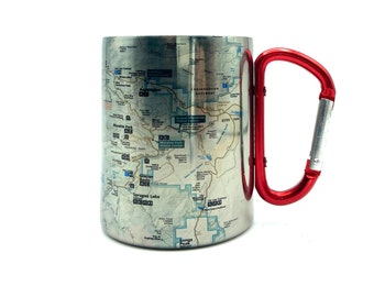 Rocky Mountains National Park Carabiner Coffee Mug Trail Map, Hiking Trekking Backpacker Gifts
