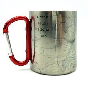 Grand Teton National Park Karabiner Kaffeetasse Karte, Wandern Trekking Backpacker Geschenke