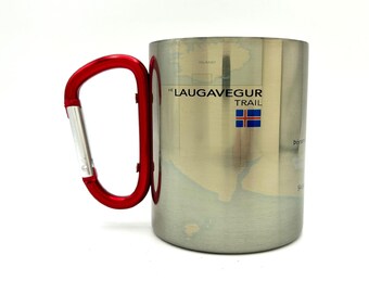 Laugavegur Wanderkarte Karabiner Kaffeetasse Wanderkarte, Wandern Trekking Backpacker Geschenke
