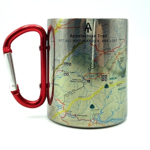 Appalachian Trail Map/Smoky Mountains Carabiner Coffee Mug Trail Map, Hiking Trekking Backpacker Gifts