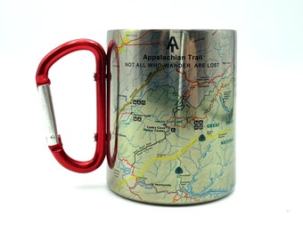 Appalachian Trail Map/Smoky Mountains Carabiner Coffee Mug Trail Map, Hiking Trekking Backpacker Gifts