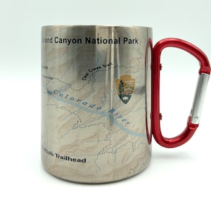 Grand Canyon(1) Carabiner Coffee Mug Trail Map, Hiking Trekking Backpacker Gifts
