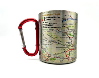 Colorado Road Carabiner Cappuccino Kaffeetasse Karte, Wandern Trekking Backpacker Geschenke