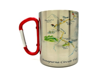 Annapurna Circle Map Karabiner / weiße Kaffeetassen-Wanderkarte, Wandern Trekking Backpacker Geschenke