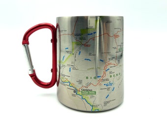 Big Bend National Park Carabiner Coffee Mug Map, Hiking Trekking Backpacker Gifts