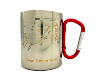 Great Ocean Walk (Australien) Karabiner Kaffeetasse Wegkarte, Wandern Trekking Backpacker Geschenke