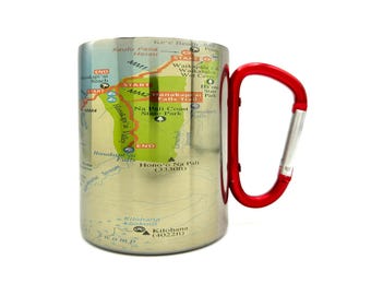 Kalalau Spuren Karabiner Kaffeetasse Weg Karte, Wandern Trekking Backpacker Geschenke