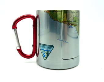 Lost Coast Trail Carabiner Coffee Mug Map, Hiking Trekking Backpacker Gifts