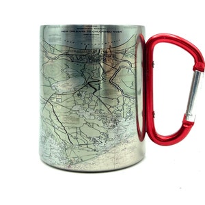 New Orleans Coast Nautical Chart Carabiner Coffee Mug, Map, Sailing, Boating Gifts