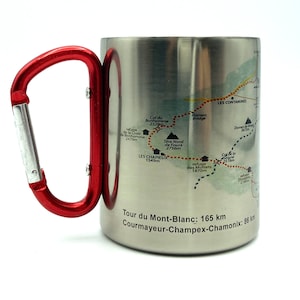 Carte des sentiers du Tour du Mont-Blanc, Carte des mousquetons et tasses à café, Cadeaux Randonnée Trekking Backpacker