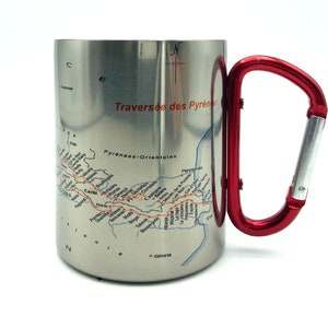 Traversée des Pyrénees Karabiner Kaffeetasse Karte, Wandern Trekking Backpacker Geschenke