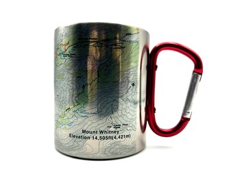 Mount Withney Wanderkarte Karabiner Kaffeetasse Wanderkarte, Wandern Trekking Backpacker Geschenke