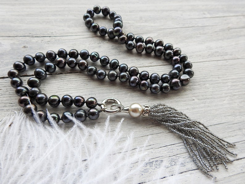 8 Mm Schwarze Perlen-Halskette Für Damen, Modisch, Rund, Perlen-Schmuck, Geschenke Für Frauen, 16,18,20 Cm, 40,6 Cm, Perle, Perle
