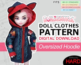 Oversized Hoodie - DIGITAL Download Doll Clothes Pattern