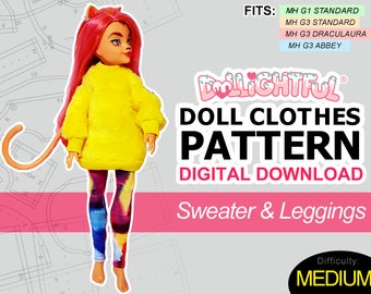 Sweater & Leggings - DIGITAL Download Doll Clothes Pattern