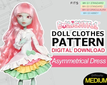 Asymmetrical Dress - DIGITAL Download Doll Clothes Pattern