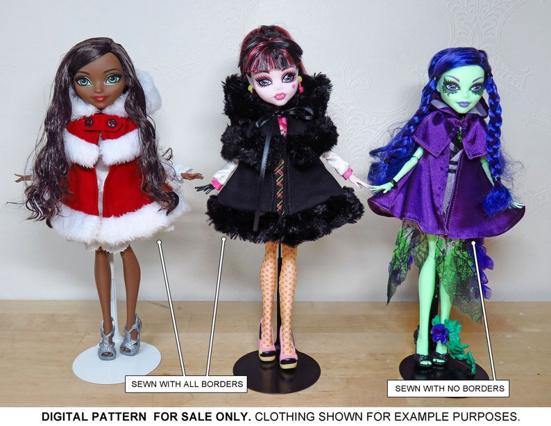 DIGITAL Download Doll Clothes Pattern: Hooded Cape for Monster High/Ever After High Girl Dolls image 3