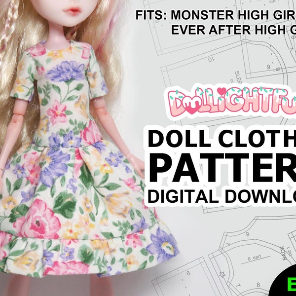 DIGITAL Download Doll Clothes Pattern: Standard Dress for Gen 1 MH + EAH Girls