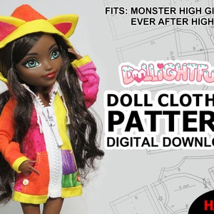 DIGITAL Download Doll Clothes Pattern: Oversized Hoodie for Gen 1 MH EAH Girls image 1