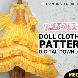 DIGITAL Download Doll Clothes Pattern: Medieval Corset Dress for Gen 1 MH Girls