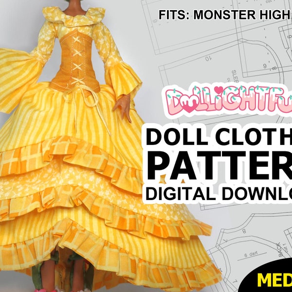 DIGITAL Download Doll Clothes Pattern: Medieval Corset Dress for Gen 1 MH Girls