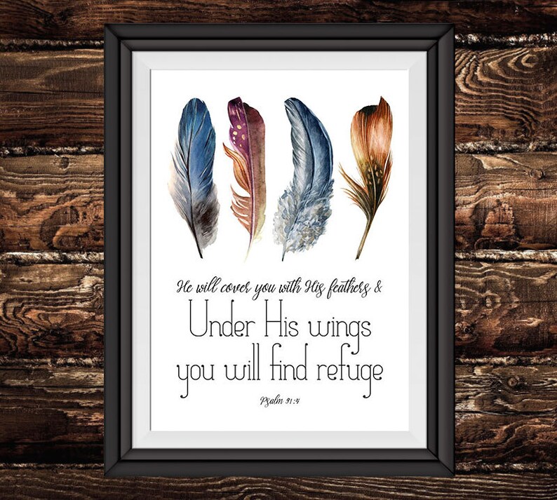 He will cover you with his feathers and under his wings you Etsy