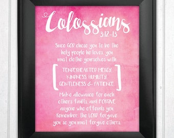 Colossians 3:12-13 Clothe yourselves with tenderhearted mercy. Christian Art Home Decor