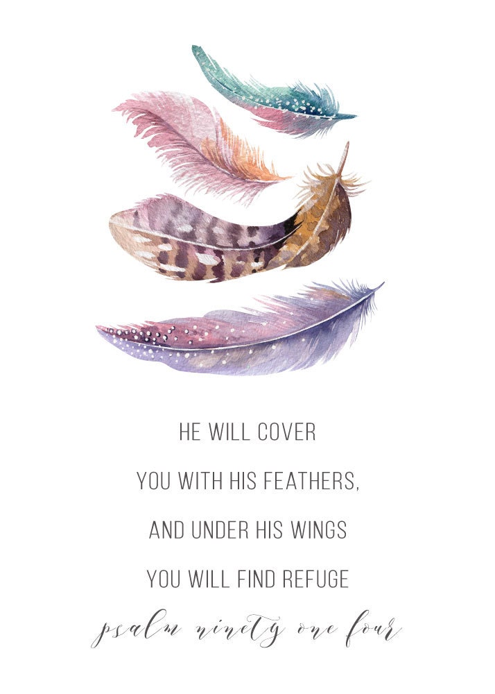 He will cover you with His feathers Psalm 914 Feather Etsy