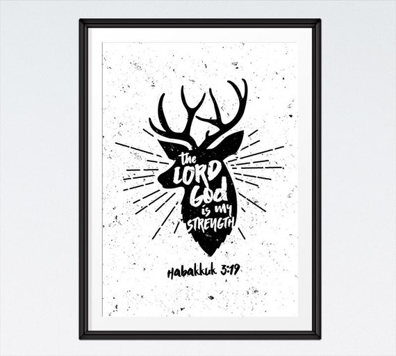 El Señor Dios Es Mi Fortaleza Habacuc 319 Bosque Vivero Decor Biblia Verso Pared Arte Impresión De Ciervos Bosques Print Descargar Instant