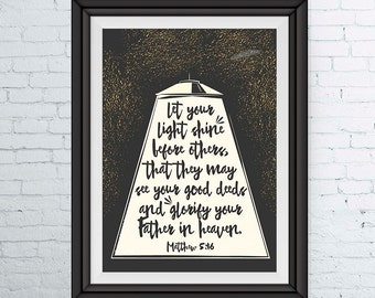 Let your light shine before others - Matthew 5:16 - Childrens Bible Verse Print