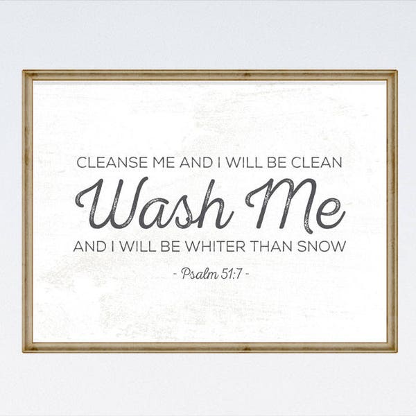 Laundry Print, Bible Verse Print, Laundry Room Decor, Scripture Print, Laundry Sign, Laundry Wall Art, Psalm 51:7 - INSTANT DOWNLOAD