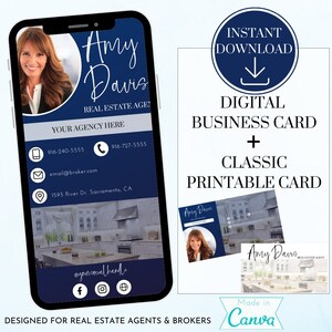 BUSINESS CARD TEMPLATE | Canva Template | Modern Digital Business Card | Entrepreneur | Real Estate Business Card | Instant Download
