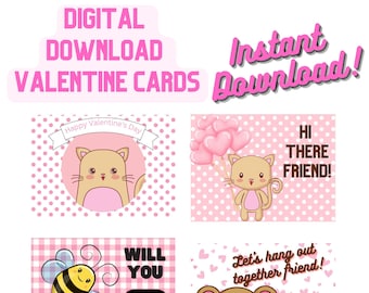Tarjetas de San Valentín para imprimir: juego de 6 tarjetas de descarga instantánea