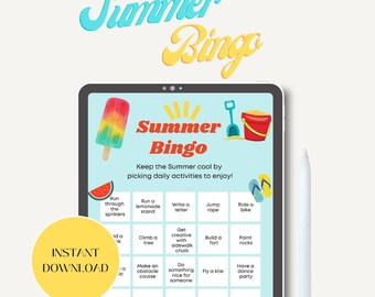 Druckbares Sommer Bingo Spiel | Kinderaktivitäten (Digitaler Download)