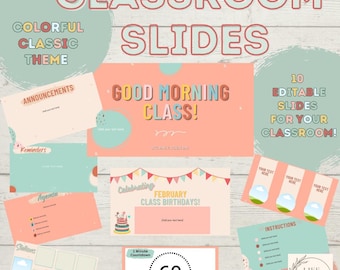 Colorful Classroom Slides | Editable Google Slides, PowerPoint (Digital Download)