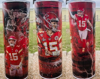 Patrick Mahomes Kansas City chiefs 20oz skinny tumbler